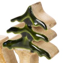 Artikel Holzaufsteller Noel mit zwei Tannen 18 cm grün lackiert