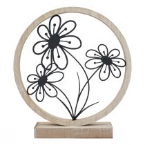Artikel Holz-Metall Aufsteller mit schwarzen Blumen Ø17,5cm H19,5cm für Frühjahrsdekoration