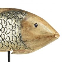 Artikel Holzfisch mit Metall Dekor Fisch Deko 35x7x29,5cm