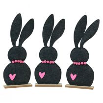 Artikel Tischdeko Osterhasen Deko Filz Schwarz mit Herz 45cm 3 St