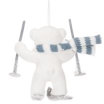 Artikel Anhänger Eisbär auf Skiern mit Schal 10 cm, 2er-Set, Kunststoff, Weiß