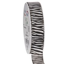 Artikel Geschenkband Zebramuster Polyester 25mm x 20m Schwarz-Weiß