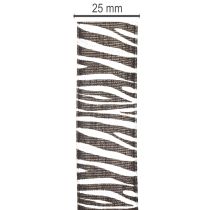 Artikel Geschenkband Zebramuster Polyester 25mm x 20m Schwarz-Weiß