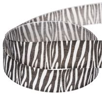 Artikel Geschenkband Zebramuster Polyester 25mm x 20m Schwarz-Weiß