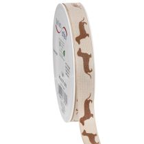Artikel Geschenkband Dackelmotiv Creme Braun 15mm x 18m Aus Polyester für Innenbereich