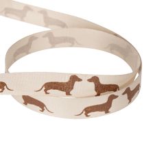 Artikel Geschenkband Dackelmotiv Creme Braun 15mm x 18m Aus Polyester für Innenbereich