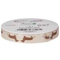 Artikel Geschenkband Dackelmotiv Creme Braun 15mm x 18m Aus Polyester für Innenbereich