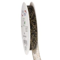 Artikel Dekoband Transparent Organzaband Schwarz Gold 15mm 20m für Tisch- und Geschenkdekoration