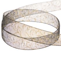 Artikel Dekoband Transparent Organzaband Schwarz Gold 15mm 20m für Tisch- und Geschenkdekoration