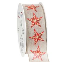 Artikel Dekoband Baumwolle mit roten Sternen 40mm 15m für Weihnachten