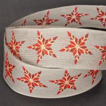 Artikel Dekoband Baumwolle mit roten Sternen 40mm 15m für Weihnachten