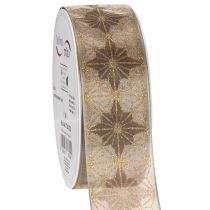 Artikel Dekoband mit Sternen 40mm 20m Gold-Braun