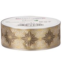 Artikel Dekoband mit Sternen 40mm 20m Gold-Braun