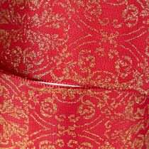 Artikel Geschenkband aus Polyester mit Drahtkanten 40 mm 15 m Dunkelrot mit goldenen Mustern