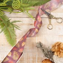 Artikel Dekoband aus Polyester mit Herbstlaub-Motiv 40 mm x 15 m Lila