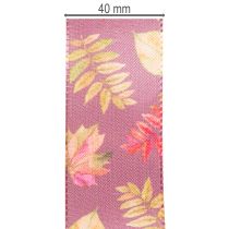 Artikel Dekoband aus Polyester mit Herbstlaub-Motiv 40 mm x 15 m Lila