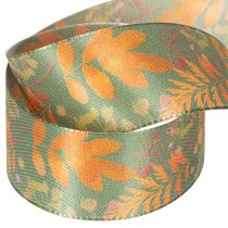 Artikel Dekoband Kunstseide Herbstfarben Blattmotiv 40mm x 15m