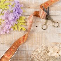 Artikel Geschenkband aus Kunstseide mit Blättermotiv 25mm 18m in Herbstfarben
