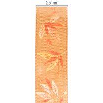 Artikel Geschenkband aus Kunstseide mit Blättermotiv 25mm 18m in Herbstfarben