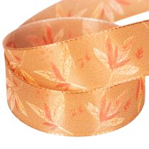 Artikel Geschenkband aus Kunstseide mit Blättermotiv 25mm 18m in Herbstfarben