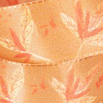 Artikel Geschenkband aus Kunstseide mit Blättermotiv 25mm 18m in Herbstfarben