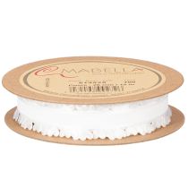Artikel Dekoband aus Polyester Weiß mit Herzmotiv 20mm x 15m für kreative Dekoration und Geschenkverpackungen