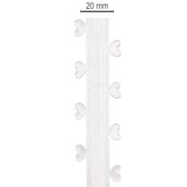 Artikel Dekoband aus Polyester Weiß mit Herzmotiv 20mm x 15m für kreative Dekoration und Geschenkverpackungen