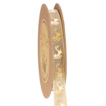 Artikel Dekoband aus Polyester mit Hirschmotiv 15mm x 15m in Braun und Gold für Innen
