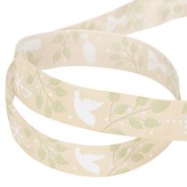 Artikel Schleifenband aus Polyester Beige mit christlichen Symbolen 25mm x 20m