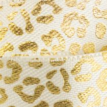 Artikel Seidenband Leopardenmuster Creme-Gold 15mm x 18m