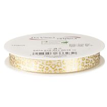 Artikel Seidenband Leopardenmuster Creme-Gold 15mm x 18m