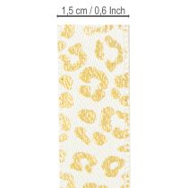 Artikel Seidenband Leopardenmuster Creme-Gold 15mm x 18m