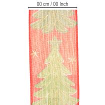 Artikel Geschenkband Stoff Tannenbaum Sterne 40mm 15m Rot Grün Gold