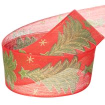 Artikel Geschenkband Stoff Tannenbaum Sterne 40mm 15m Rot Grün Gold