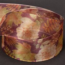 Artikel Organzaband mit floralem Muster 40mm 15m Herbstfarben