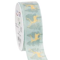 Artikel Geschenkband aus Polyester mit Rentier- und Tannenbaum-Motiv 40mm x 18m
