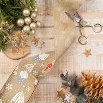 Artikel Dekoband Jute-Optik Weihnachtswichtel 60mm 10m Braun