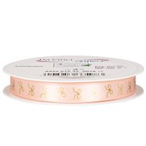 Artikel Geschenkband 15mm x 18m aus Polyester mit goldenen Schleifen in Rosa für dekorative Anwendungen