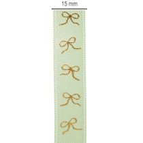 Artikel Dekoband aus Polyester mintgrün mit goldenen Schleifen 15mm 18m