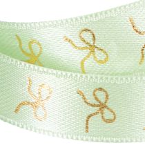 Artikel Dekoband aus Polyester mintgrün mit goldenen Schleifen 15mm 18m