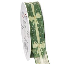 Artikel Geschenkband aus Stoff mit Schleifenmotiv Grün 25mm x 18m