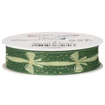 Artikel Geschenkband aus Stoff mit Schleifenmotiv Grün 25mm x 18m