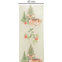 Artikel Dekoband mit Reh-Motiv 40mm 15m Waldszene Rot-Grün