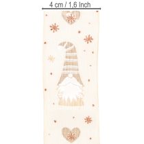 Artikel Dekoband aus Stoff mit Wichteln und Herzen 40 mm x 15 m Beige