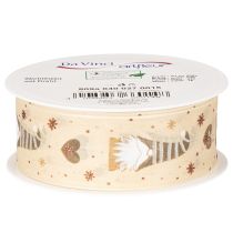 Artikel Dekoband aus Stoff mit Wichteln und Herzen 40 mm x 15 m Beige