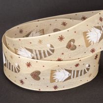 Artikel Dekoband aus Stoff mit Wichteln und Herzen 40 mm x 15 m Beige