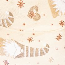 Artikel Dekoband aus Stoff mit Wichteln und Herzen 40 mm x 15 m Beige
