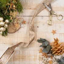 Artikel Geschenkband 25mm Leopard-Muster Braun-Gold 20m für Dekoration und Floristik