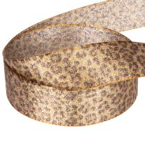 Artikel Geschenkband 25mm Leopard-Muster Braun-Gold 20m für Dekoration und Floristik