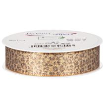 Artikel Geschenkband 25mm Leopard-Muster Braun-Gold 20m für Dekoration und Floristik